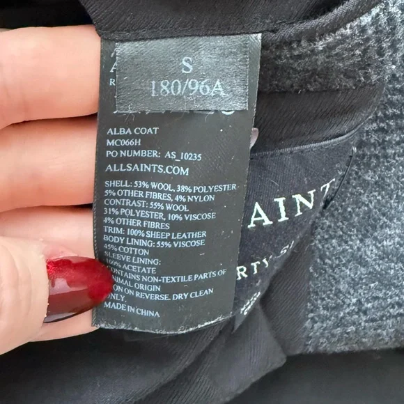 All Saints Charcoal Gray Men's Coat - Picture 12 of 12